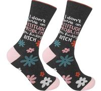 Funny Phrases Socks, Novelty Crew Socks with Wordplay, Ideal Gifts for Men, Women and Teens (UK, Alpha, One Size, Regular, Tall, Brown Flowers Socks)
