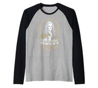 Funny Physics Isaac Newton Apple Cider Vintage Label Science Raglan Baseball Tee