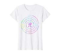 Funny Pi Day 3,14 Pi Symbol Spiral Number Math Lover Science Value Graphic T-Shirt, Women, White, S