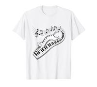 Funny Pianist Piano Player Cat Play Piano Value Graphic T-Shirt, Men, White, L