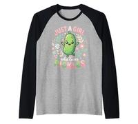 Funny Pickle Costume, Just a Girl who Loves Pickles Raglan Baseball Tee