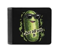 Funny Pickle Just Dill with It Bi-fold Men's Wallets with 6 Card Slots Slim Travel Purse Leather Money Clip