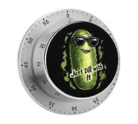 Funny Pickle Just Dill With It Funny Manual Wind Up Timer Stainless Steel Countdown Mechanical Alarm for Fitness Baking Studying