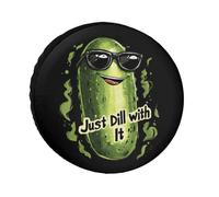 Funny Pickle Just Dill With It Spare Tire Cover Waterproof Oxford Cloth Adjustable Foldable Wheel Protector