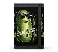 Funny Pickle Just Dill with It Trifold Men's Wallets with 8 Card Slots & Key Hook Slim Travel Purse Money Clip