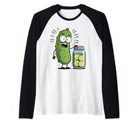 Funny Pickle Seeing Sliced Pickles Jar Design Raglan Baseball Tee