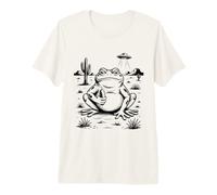 Funny Pickle Western Frog in Desert Eating Pickles Premium T-Shirt