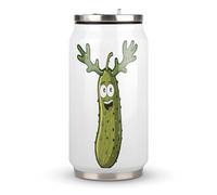 Funny Pickle with Antlers Printed Stainless Steel Tumbler Travel Coffee Mug Insulated Water Cup with Lid and Straw
