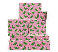 Funny Pickle Wrapping Paper - 6 Sheets Gift Wrap for Boyfriend Girlfriend or Friends - Birthday Valentine’s Day Cute Green Pickles and Hearts - Recyclable - Comes with Tags by Central 23