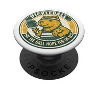 Funny Pickleball Hit the Ball Hope For the Best Capybara PopSockets Adhesive PopGrip