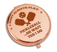 Funny Pickleball Lover Gift Travel Compact Pocket Makeup Mirror Christmas Birthday Gifts for Pickleball Players Women Daughter Mom Friends Sisters Colleague Coworkers Round Rose Gold Makeup Mirror