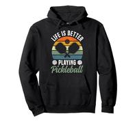 Funny Pickleball Paddle Retro Vintage Life Is Better Playing Pullover Hoodie