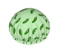 Funny Pickles Shower Cap Waterproof Luxury Shower Caps for Women Reusable Bath Hair Cap Fashion Shower Hat with Elastic Easy to Wear