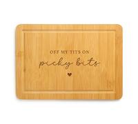 Funny Picky Bits Wooden Snack Board, Engraved Chopping Board for Cheese & Charcuterie, Humorous Kitchen Gift for Food Lovers (Central Design)