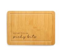 Funny Picky Bits Wooden Snack Board, Engraved Chopping Board for Cheese & Charcuterie, Humorous Kitchen Gift for Food Lovers (Corner Design)