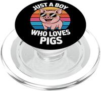 Funny Pig Love Just A Boy Who Loves Pigs Farmer PopSockets PopGrip for MagSafe