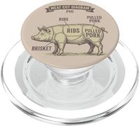 Funny Pig Meat Cut Diagram Pulled Pork Ribs BBQ Pitmaster PopSockets PopGrip for MagSafe