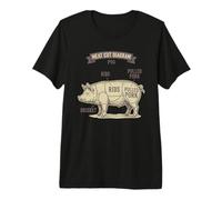 Funny Pig Meat Cut Diagram Pulled Pork Ribs BBQ Pitmaster Premium T-Shirt