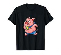 Funny Pig Playing Soccer Sports Cartoon Character T-Shirt