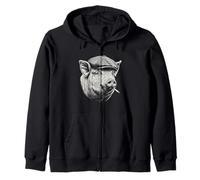 Funny Pig Smoking Cigarette Meme Mafia Farm Animal Zip Hoodie