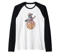 Funny Pigeon Disco Dancing Ball Groovy Retro 80s Costume Raglan Baseball Tee