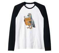 Funny Pigeon Reading Book Bird Joke Humor Raglan Baseball Tee