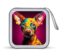 Funny Pigmented Dog Lovely Pet Dogs Side View CD Case 40 Capacity Plastic DVD Storage Box Sleeves Zippered Wallet