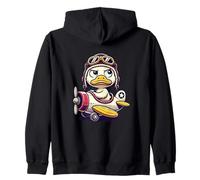 Funny Pilot Duck Cute Duck in Plane Aviation Humor Zip Hoodie