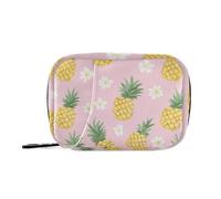 Funny Pineapple Fruit Pink aid bag with Detachable Compartments convenient organizer travel case