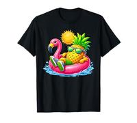 Funny Pineapple On Flamingo Float Tropical Summer Boys Kids T-Shirt