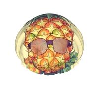 Funny Pineapple Shower Caps for Women Reusable Waterproof Shower Cap with Elastic Strap Bath Hair Hat Double Layers Thick Bath Caps for Spa Salon Travel