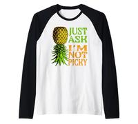 Funny Pineapple Upside Down Swinger Just Ask Im Not Picky Raglan Baseball Tee