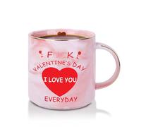 Funny Pink Marble Coffee Mug 12oz - Forget Valentine’s Day, I Love You Every Day - Ceramic Cup Gift for Girlfriend, Boyfriend, Wife, Husband, Couples