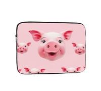 Funny Pink Pig Face Laptop Sleeve for Women Men, 15 Inch Waterproof Laptop Bag Lightweight Notebook Computer Cover Bag