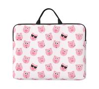 Funny Pink Pig Face Print 14in Laptop Case Sleeve Bag, Portable Handle for Business Trip, Commuting, Fits Notebook & Tablet