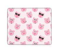 Funny Pink Pig Face Print Mouse Pad Square Mouse Mat Non-Slip Mousepad Large Gaming Mouse Mat For Office Laptop 7 x 8.6 in