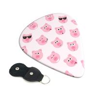 Funny Pink Pig Face Printed Guitar Picks 6 Pcs Guitar Plectrum Acoustic Electric Guitar Pick For Bass Electric Acoustic Guitars Ukulele Thin Medium Thick Set 0.71mm
