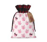 Funny Pink Pig Face Printing 4.7x6.9 Inch Christmas Bag Drawstring Closure,For Christmas Anniversaries Birthdays,Holds Gifts