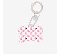 Funny Pink Pig Face Printing Cute Acrylic Dogs Tag Double Side Bone Shap Id Tags with Keychain for Pet Crafts Decorations