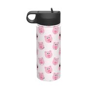 Funny Pink Pig Face Printing Travel 18oz Sports Insulated Kettle Water Bottle Stainless Steel Kettle Portable Cup