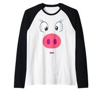 Funny Pink Piggy Face Design Pig Raglan Baseball Tee