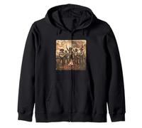 Funny Pioneers Party Costume with Bonfire and Americans Zip Hoodie
