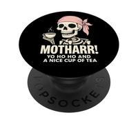 Funny Pirate Mom Mother Mum Drinking Tea PopSockets Adhesive PopGrip