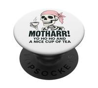 Funny Pirate Mom Mother Mum Drinking Tea PopSockets Adhesive PopGrip