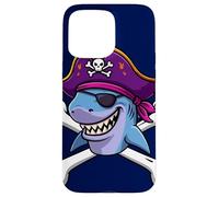 Funny Pirate Shark Crossbones Halloween Graphic Case for iPhone 15 Pro Max