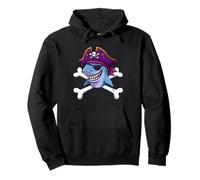 Funny Pirate Shark Crossbones Halloween Graphic Pullover Hoodie