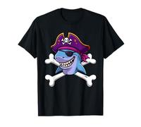 Funny Pirate Shark Crossbones Halloween Graphic T-Shirt
