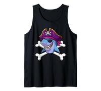 Funny Pirate Shark Crossbones Halloween Graphic Tank Top
