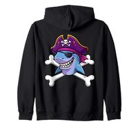Funny Pirate Shark Crossbones Halloween Graphic Zip Hoodie