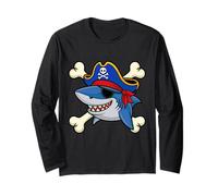 Funny Pirate Shark Crossed Bones Halloween Costume Long Sleeve T-Shirt
